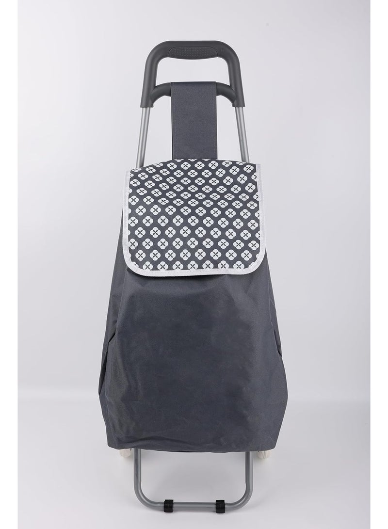 Home Dwell عربة تسوق منزلية بعجلتين - رمادي وأبيض - Image 1