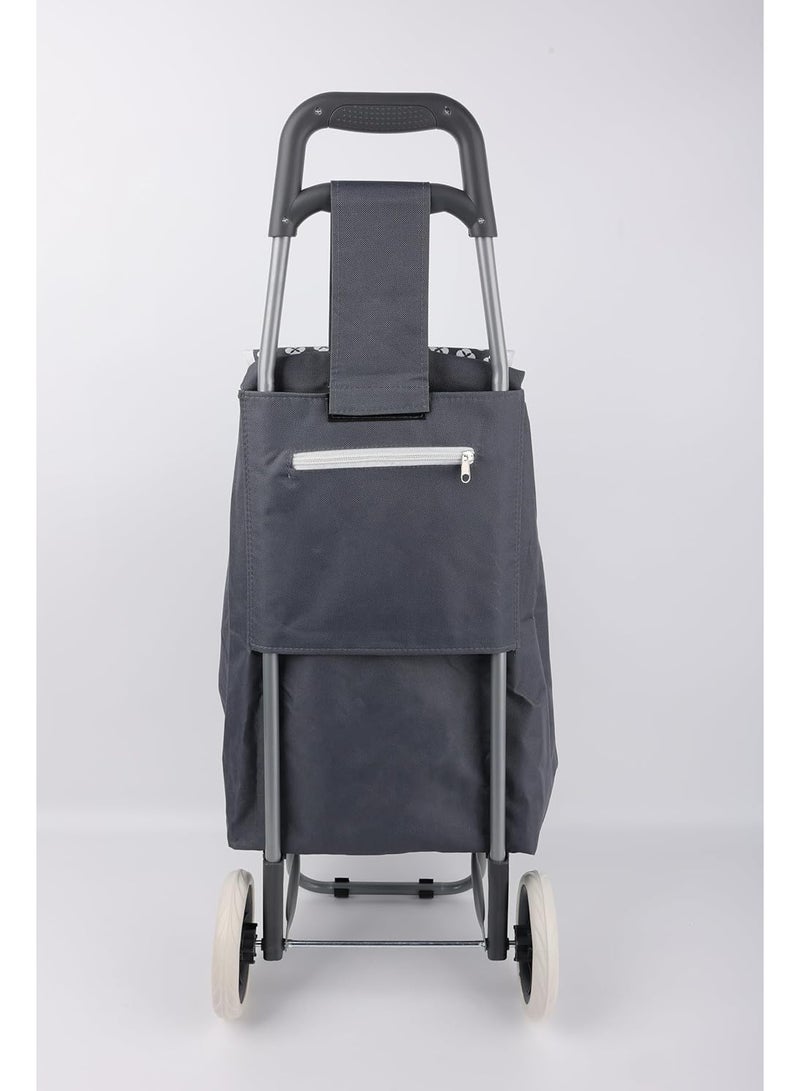 Home Dwell عربة تسوق منزلية بعجلتين - رمادي وأبيض - Image 4