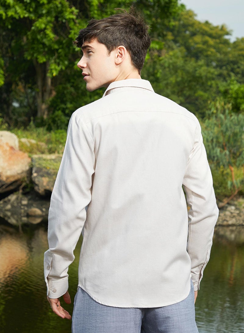 Campus Sutra Men's Daisy White Solid Regular Shirt  - Image 5