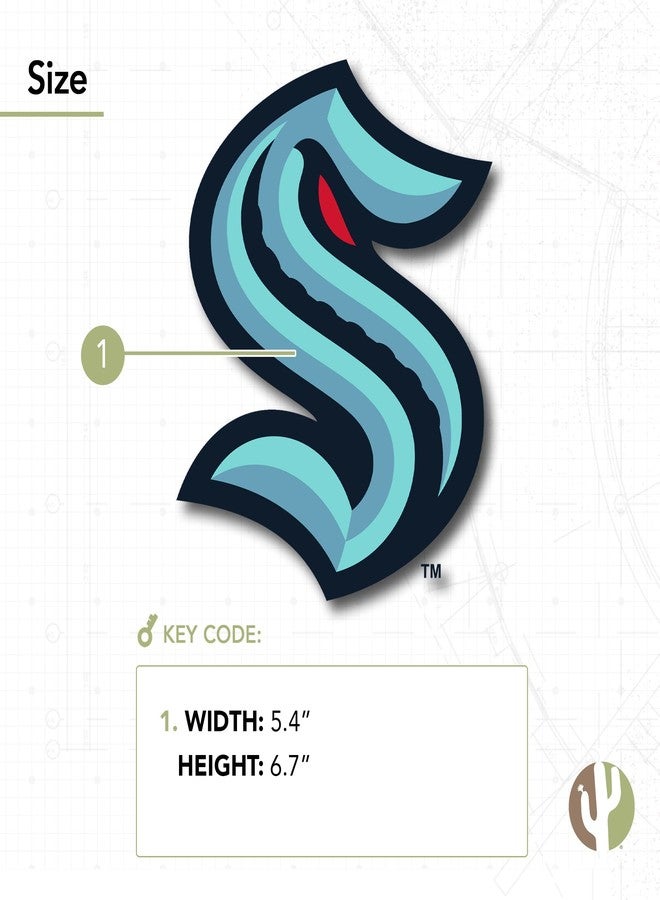 Desert Cactus Seattle Kraken Sticker NHL Team National Hockey League Vinyl Decal Laptop Water Bottle Car Scrapbook (Individual A) - Image 2