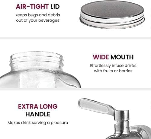 ARUZEN Premium Glass Dispenser with Tap and Airtight Steel Lid, Cold Beverage Dispenser for Beer, Water, Cocktails (4 LTR Glass Jar) - Image 5