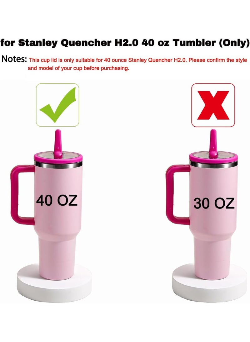 LuckSa 2 Pack Stanley Lid Replacement 40 oz, with Leak Proof and Flip Straw Lid, 4 straws and 1 straw brush, Stanley Cup Accessories, for Stanley Quencher H2.0 40 oz Tumbler (Only) (White) - Image 2