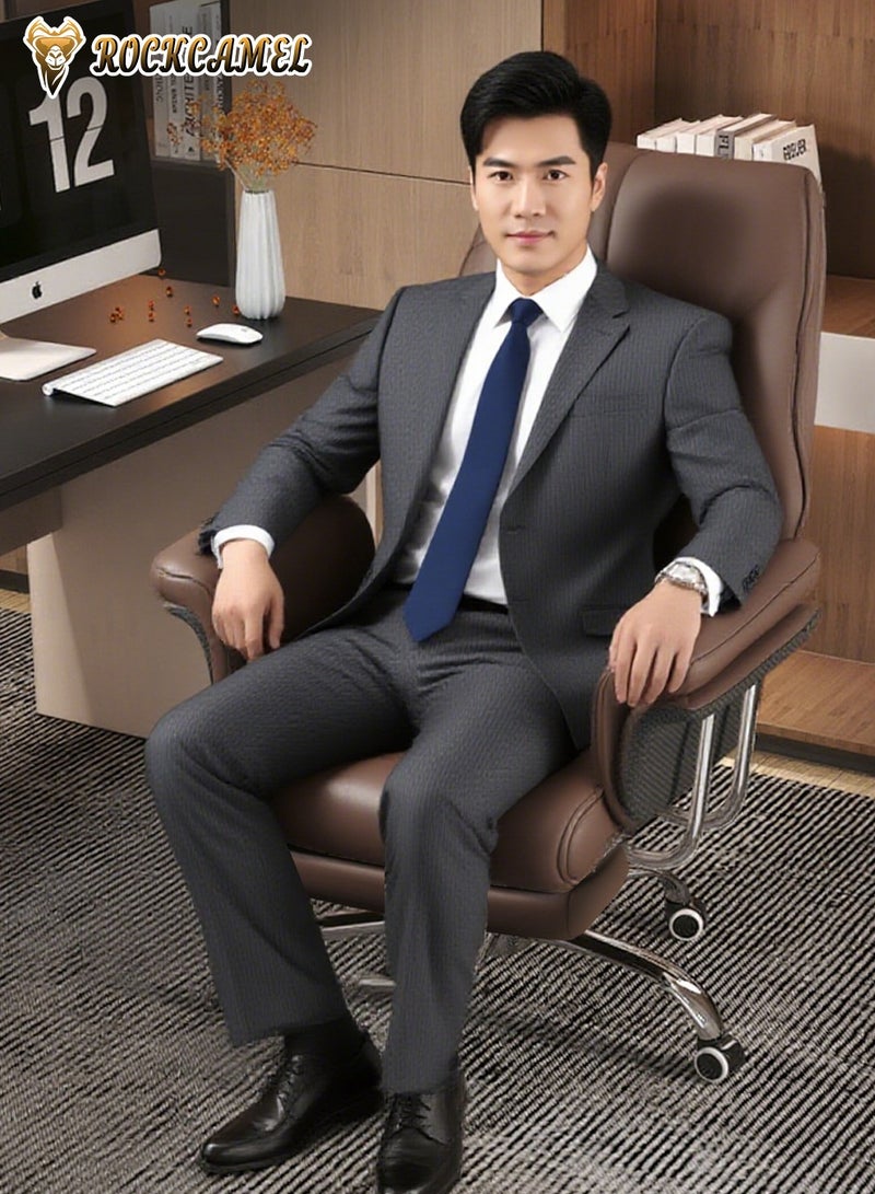 ROCKCAMEL Big Office Chair Computer Chair with Retractable Footrest, Boss Chair with High Back Soft Leather 360° Swivel, High-Elastic Sponge Gaming Chair With Lumbar Support Suitable for Home or Office - Image 2