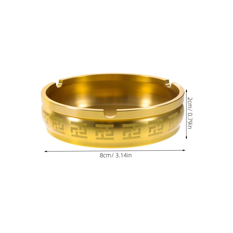 Brass Tabletop Ashtray With Hui Pattern Small Retro Metal Ash Holder For Home Office - Image 3