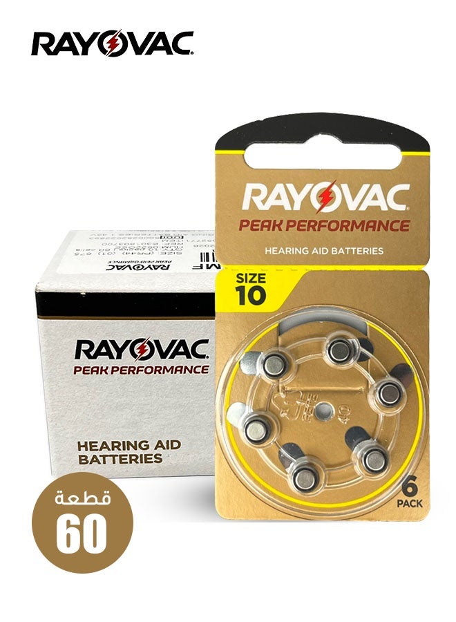 Rayovac 60PCS Original Imported Hearing Aid Batteries, Size 10 Button Battery - Image 1
