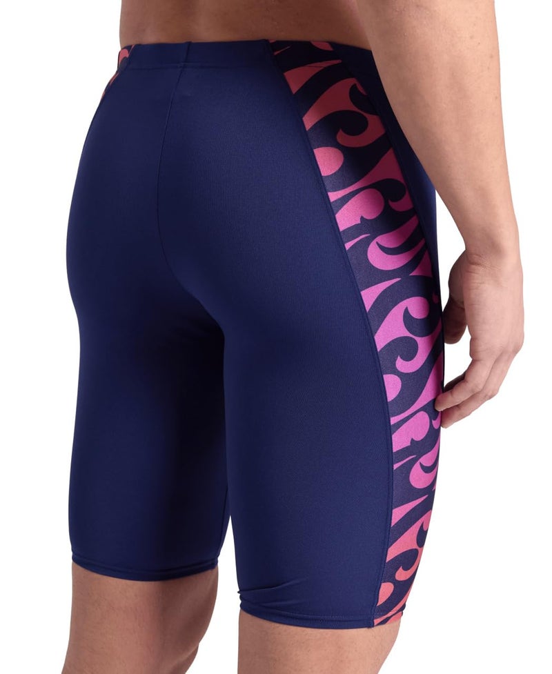 ARENA Performance Men's Surfs Up Swim Jammer MaxLife Knee-Length Swimsuit Athletic Pool Training Competitive Bathing Suit, Navy/Navy Multi, US Size 22 - Image 4