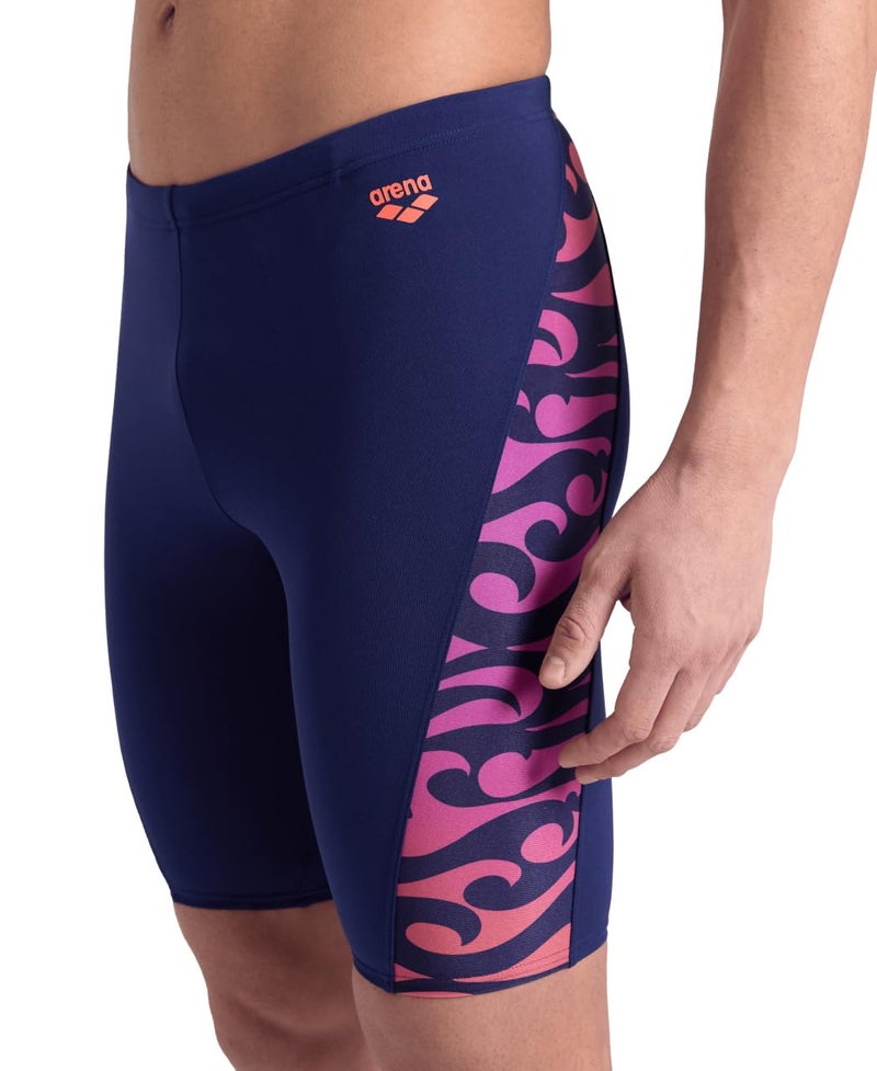 ARENA Performance Men's Surfs Up Swim Jammer MaxLife Knee-Length Swimsuit Athletic Pool Training Competitive Bathing Suit, Navy/Navy Multi, US Size 22 - Image 3