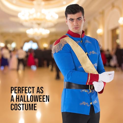 Morph Prince Charming Costume for Men – Royal Jacket, Sash & Belt – Adult Prince Halloween Costume For Men, Parties & Events, Large - Image 5