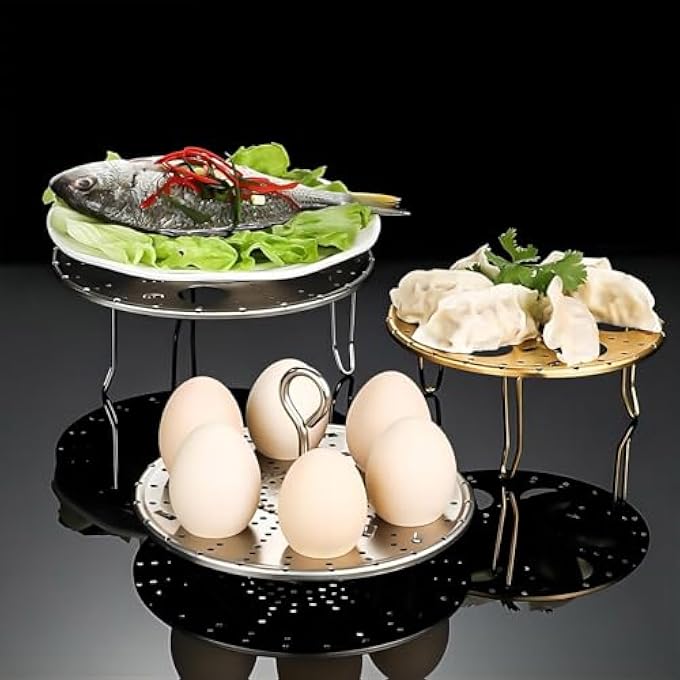 Tazweeq Stainless Steel Egg Steamer Rack For Instant Pot Stackable Steamer Trays 2 Pack Combo For Eggs And Food Food Stainless Steamer Rack For Pot - Image 4