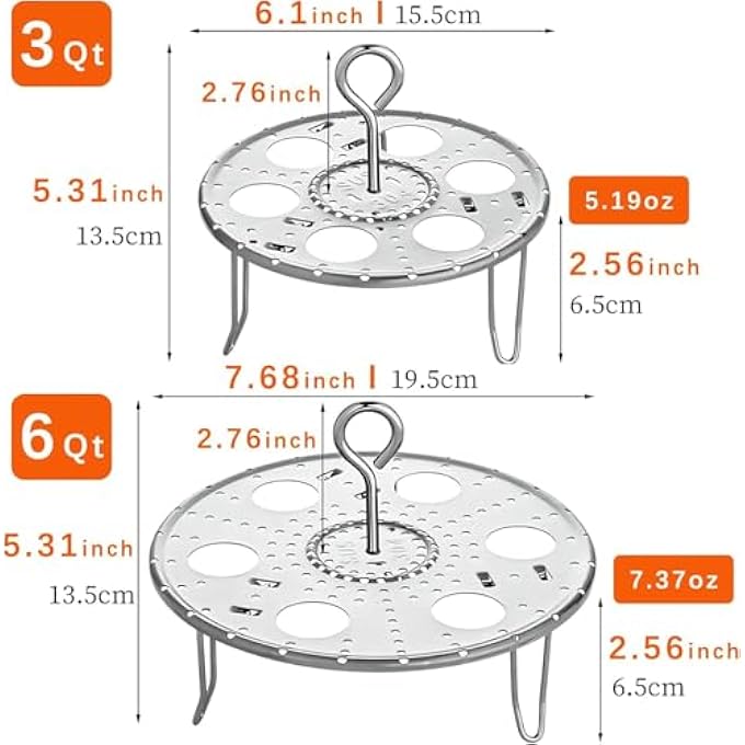 Tazweeq Stainless Steel Egg Steamer Rack For Instant Pot Stackable Steamer Trays 2 Pack Combo For Eggs And Food Food Stainless Steamer Rack For Pot - Image 5