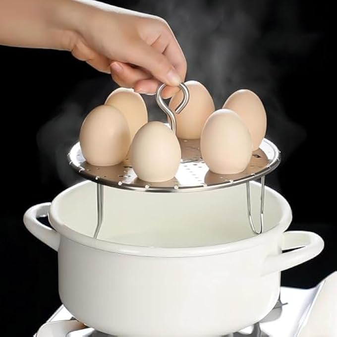Tazweeq Stainless Steel Egg Steamer Rack For Instant Pot Stackable Steamer Trays 2 Pack Combo For Eggs And Food Food Stainless Steamer Rack For Pot - Image 3