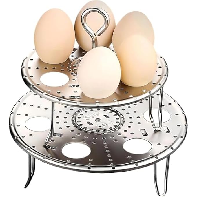 Tazweeq Stainless Steel Egg Steamer Rack For Instant Pot Stackable Steamer Trays 2 Pack Combo For Eggs And Food Food Stainless Steamer Rack For Pot - Image 1