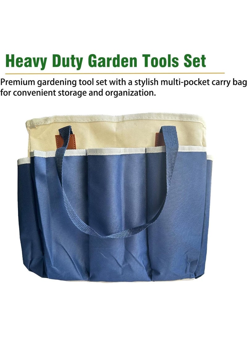 SYOSI Garden Tool Set, 9-Piece Heavy Duty Gardening Kit with Durable Steel Tools and Stylish Tool Bag with Multiple Pockets, Ergonomic Handles for Weeding Planting and Landscaping, Men and Women Gardeners - Image 5