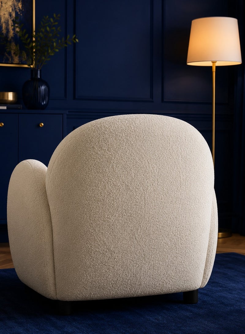 House One Aura Modern Bouclé Lounge Chair - Ivory - 75×70×75 cm - Image 3