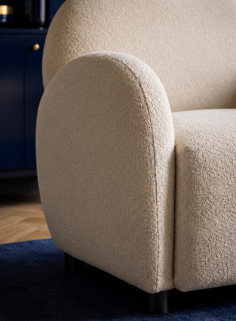 House One Aura Modern Bouclé Lounge Chair - Ivory - 75×70×75 cm - Image 4