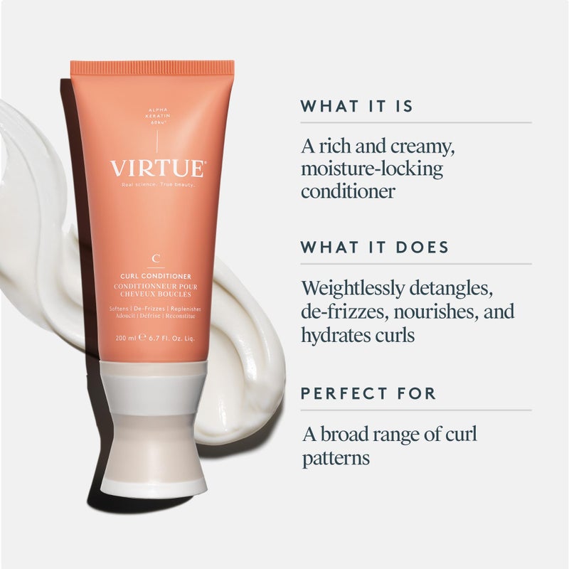 VIRTUE Curl Conditioner with Jojoba Oil, Sulfate Free, Hydrates, Nourishes & Repairs Curly Hair with Frizz Control, Color Safe - Image 2