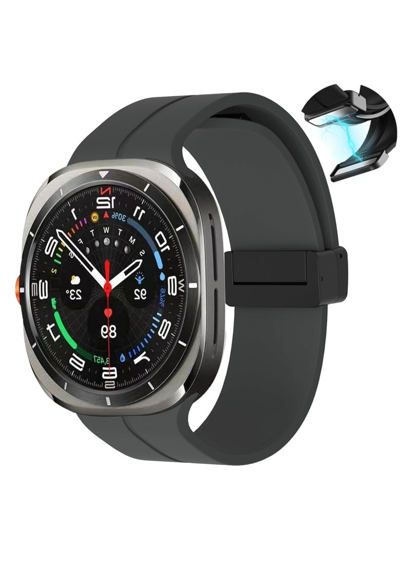 DUSALA Magnetic Band Compatible with Samsung Galaxy Watch 7 Ultra 2024 Strap, Magnetic D-Buckle Replacement Band, No Gap Silicone Sports Strap for Samsung Galaxy Watch 7 Ultra Men Women - Image 1