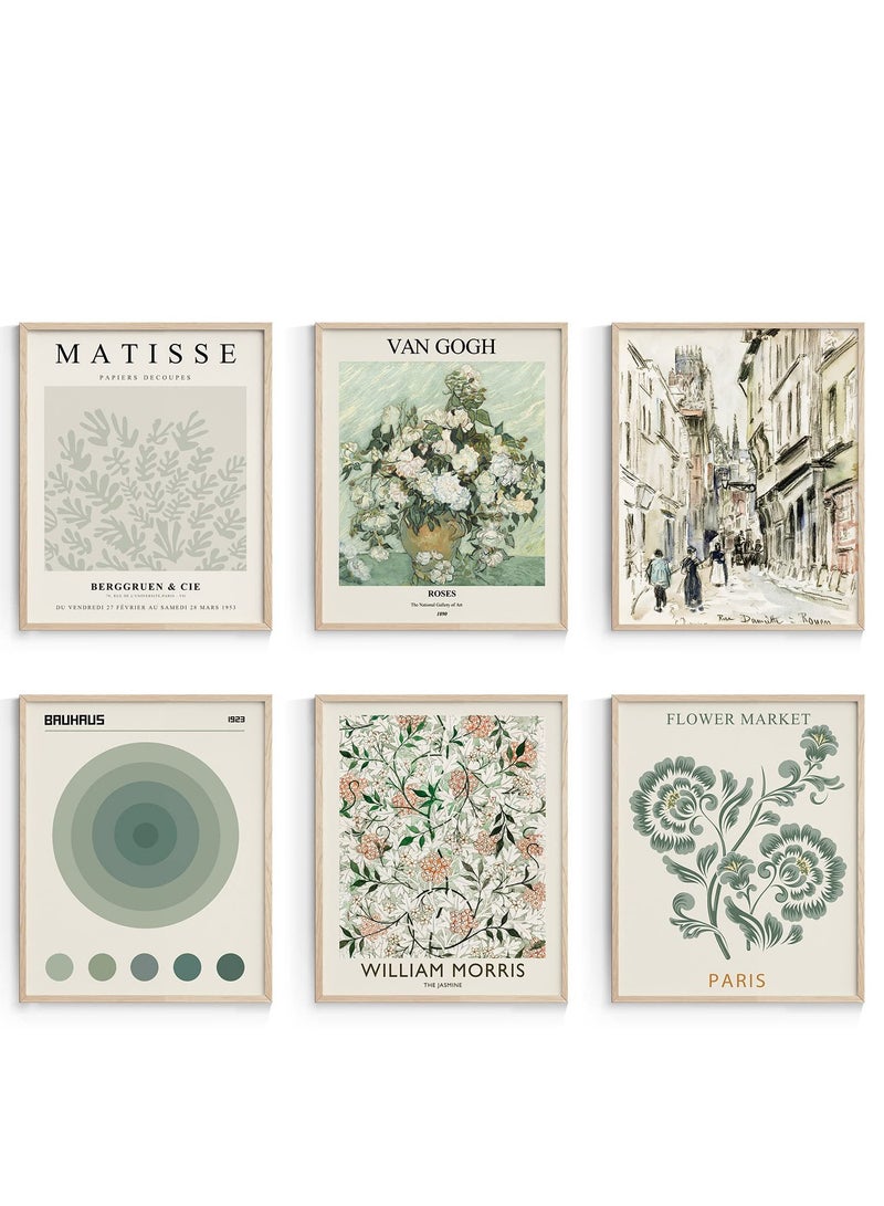 Excefore Sage Green Master Wall Art PrintsAbstract Matisse Exhibition Posters  Vintage Boho Art Retro Room DecorAesthetic Bedroom Art(8x10 Inch Unframed) - Image 1