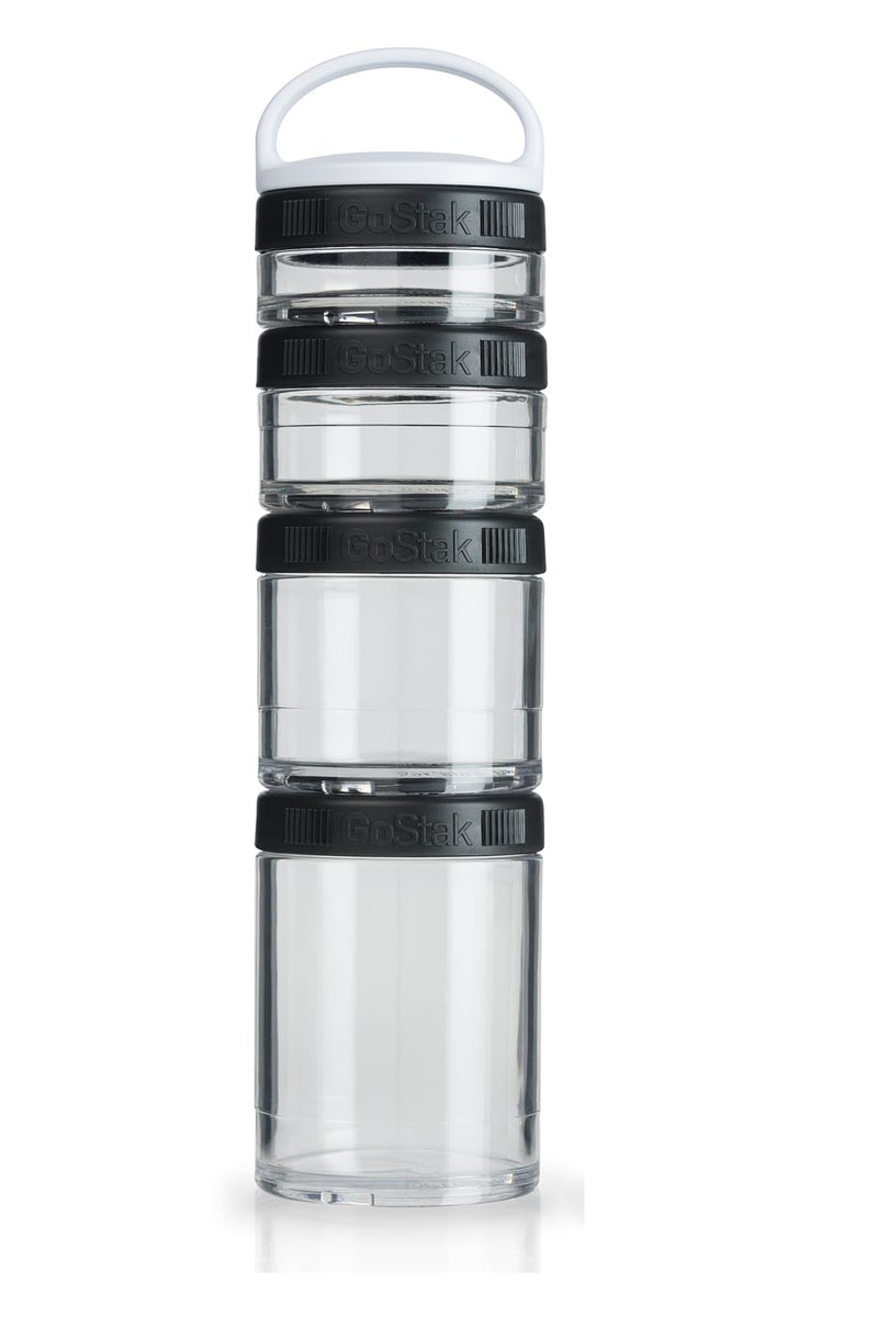 BlenderBottle GoStak Twist n Lock Storage Jars 4Piece Starter Pak Black