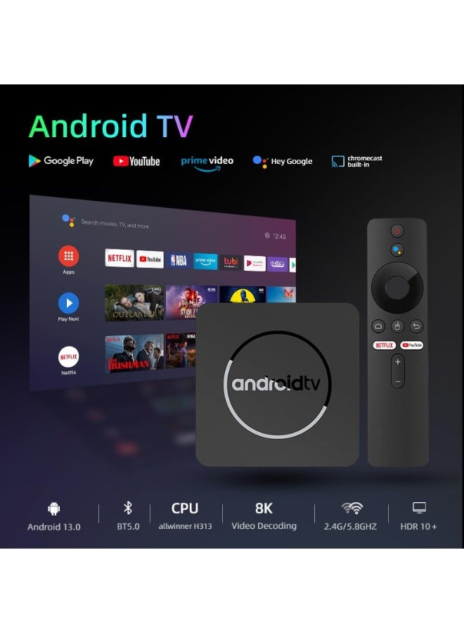 صندوق أندرويد TV بإصدار 14 وريموت صوتي - معالج رباعي النواة من Allwinner، دقة 4K كاملة، واي فاي مزدوج وبلوتوث، منفذ HDMI، يدعم BesTV/MP3/AVI/VOB، بحجم الجيب - Image 2