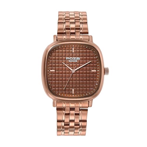 Sonata Deep Currants Quartz Brown Square Dial Men's Watch | Stainless Steel Material | Multi Color Band - SP70072KM02 - Image 1