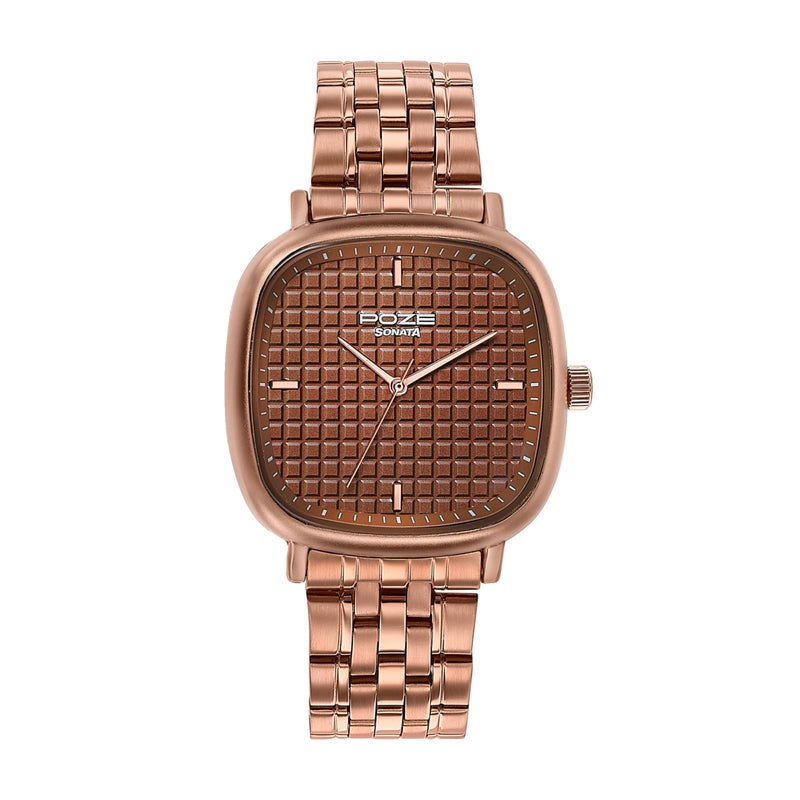 Sonata Deep Currants Quartz Brown Square Dial Men's Watch | Stainless Steel Material | Multi Color Band - SP70072KM02 - Image 5