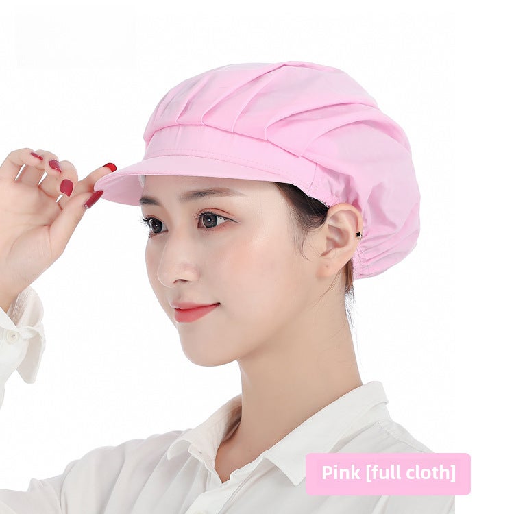 Breathable Chef Cap Dustproof Kitchen Work Hat for WomenPink full cloth Pink full cloth 