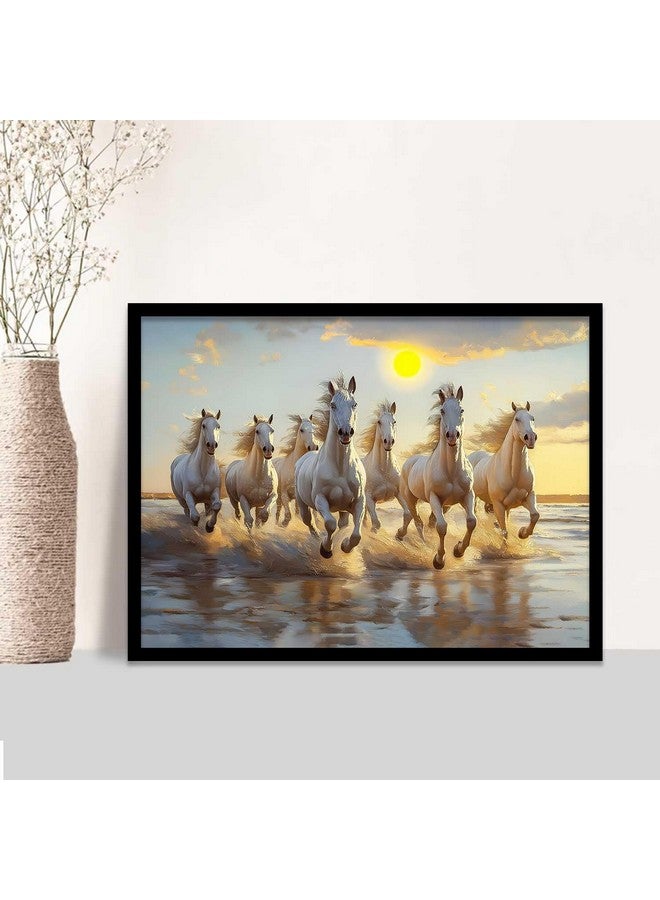 KOTART لوحة فنية حظ الحصان السعيد من كوتارت سبعة | إطار فاستو لسبعة خيول للديكور المنزلي لغرفة المعيشة وغرفة النوم والمكتب - لوحة شمس مشرقة بحجم 10x13 بوصة - Image 1