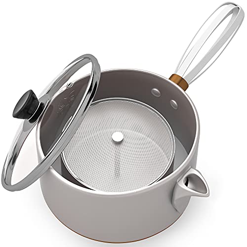 Bru Chai BruChai Brewer - Classic Chai Brewing Pot with Built-In Mesh Strainer - No-Mess Brewing Vessel with Non-Stick Coating - Patented Handy Brew & Pour Steel Teapot with Burn-Proof Handle - Image 2