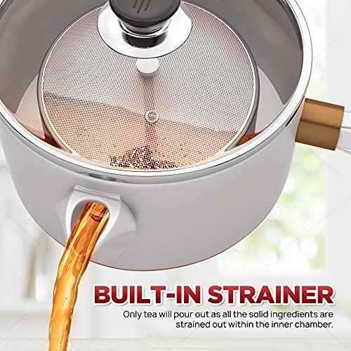 Bru Chai BruChai Brewer - Classic Chai Brewing Pot with Built-In Mesh Strainer - No-Mess Brewing Vessel with Non-Stick Coating - Patented Handy Brew & Pour Steel Teapot with Burn-Proof Handle - Image 4