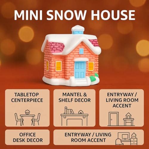 VAYINATO 4 Pcs Christmas Village Resin Miniature House Figurines – Potted Snow House Collectible Decor for Home, Thanksgiving & Christmas Tabletop, Fairy Garden Micro Landscape - Image 2