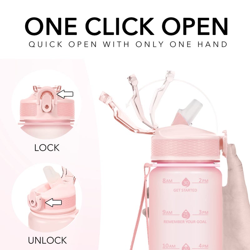 Hyeta 32oz Water Bottles with Straw - Stay Motivated and Hydrated with Convenient Times to Drink Markings, Durable, Leak-proof - Image 5