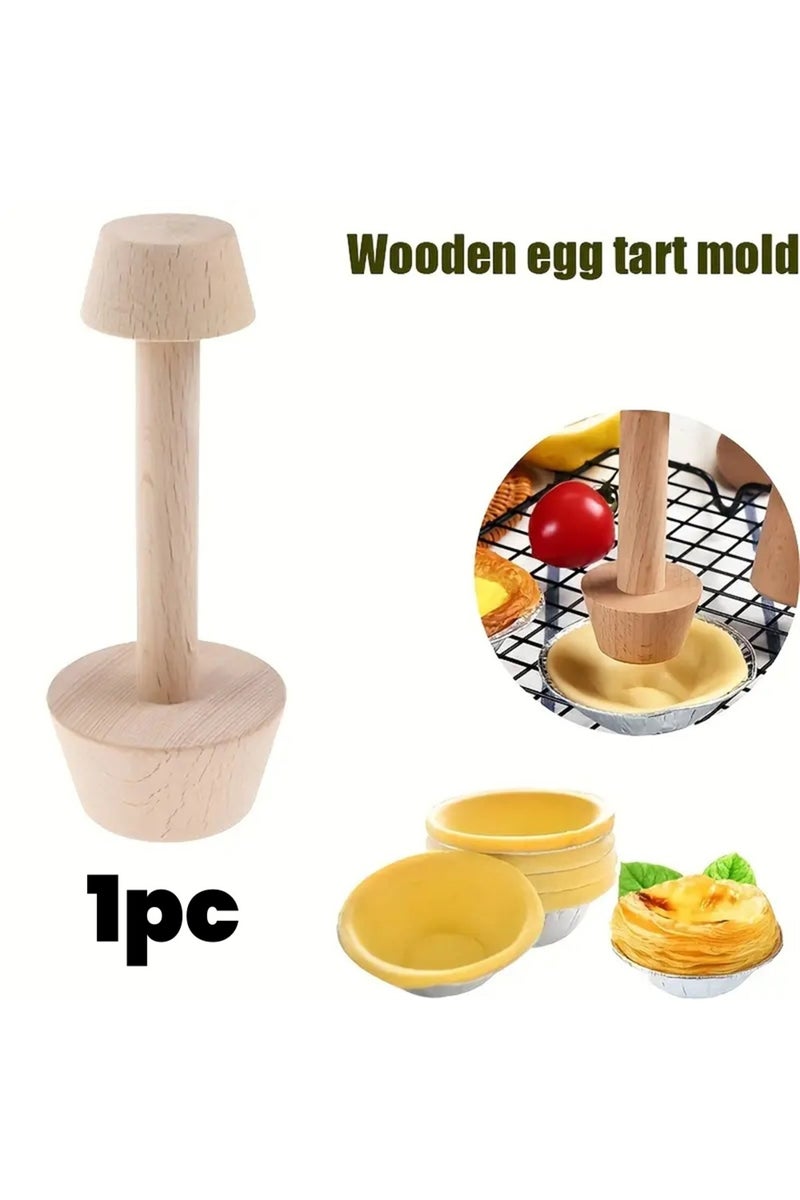قالب تارت بيض خشبي فاخر، قطعة واحدة، مكبس تارت مزدوج الجوانب، أداة ضغط على شكل معجنات لخبز فطيرة البيض
