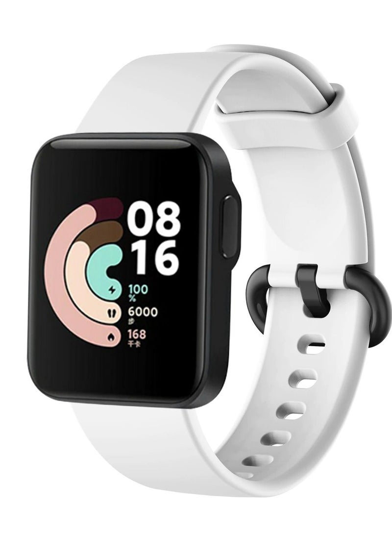سوار بديل لساعة Mi Watch Lite/Redmi Watch، سوار رياضي من السيليكون، حزام معصم لساعة Xiaomi Mi Watch الذكية، أبيض 