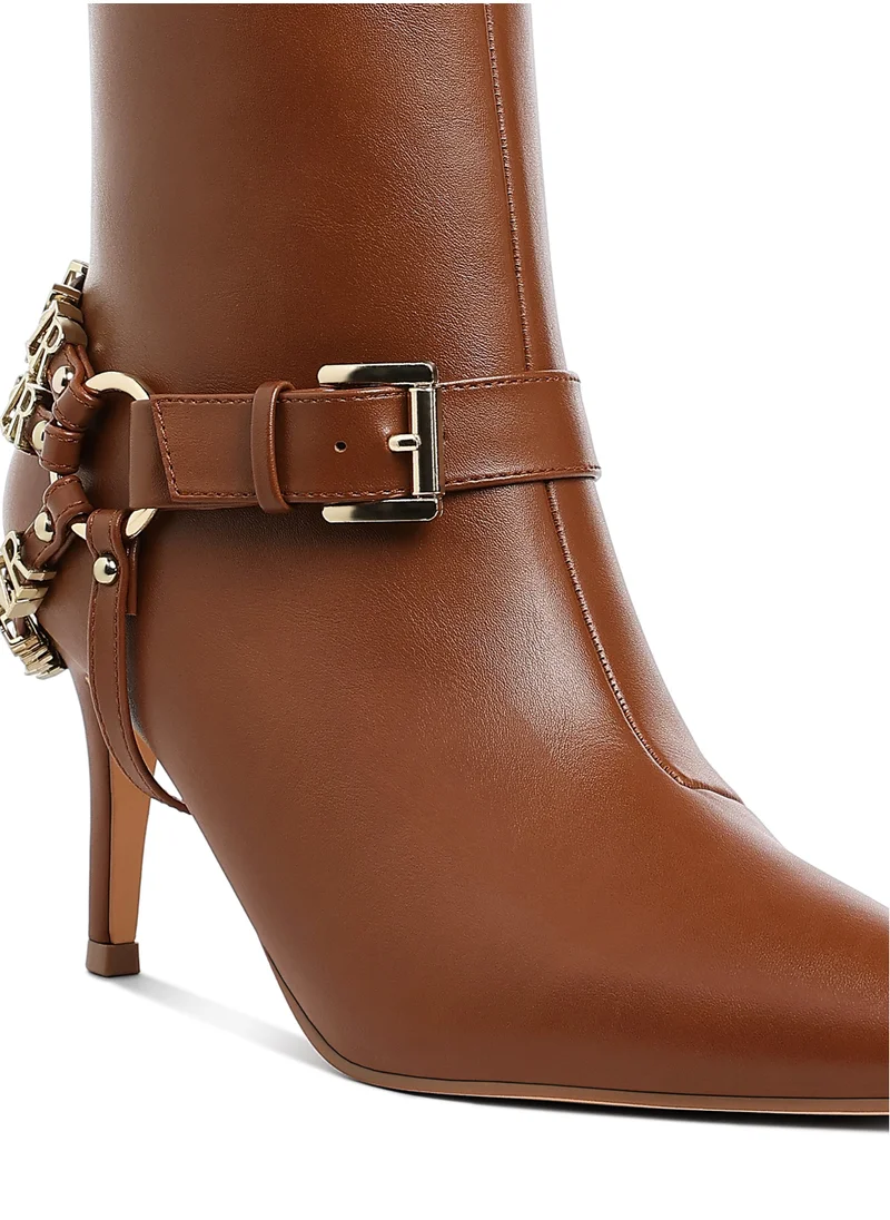 London Rag Harness Detail Stiletto Boots in Tan