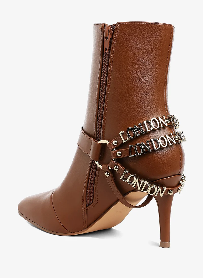 London Rag Tan Harness Detail Stiletto Boots in Tan for Women | Best Price UAE