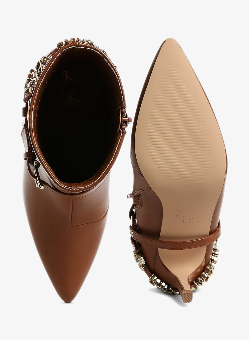 London Rag Tan Harness Detail Stiletto Boots in Tan for Women | Best Price UAE