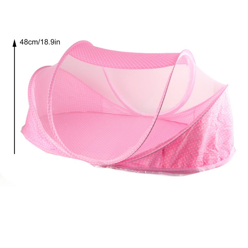 Portable Foldable Bed Net Crib Cradle Tent with Pillow for Baby Infant Pink - Image 2