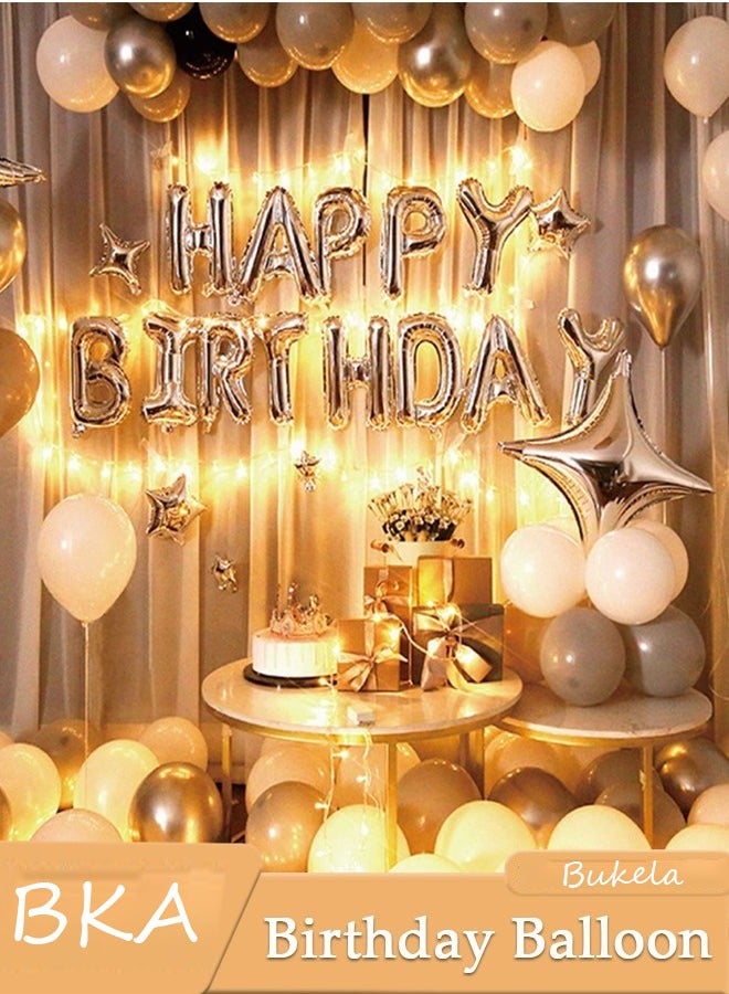 كيلا ديكورات عيد ميلاد فاخرة للكبار والصغار، ديكورات حفلات عيد ميلاد سعيد، لافتة عيد ميلاد سعيد وبالونات، أحرف بالونات عيد الميلاد - Image 1