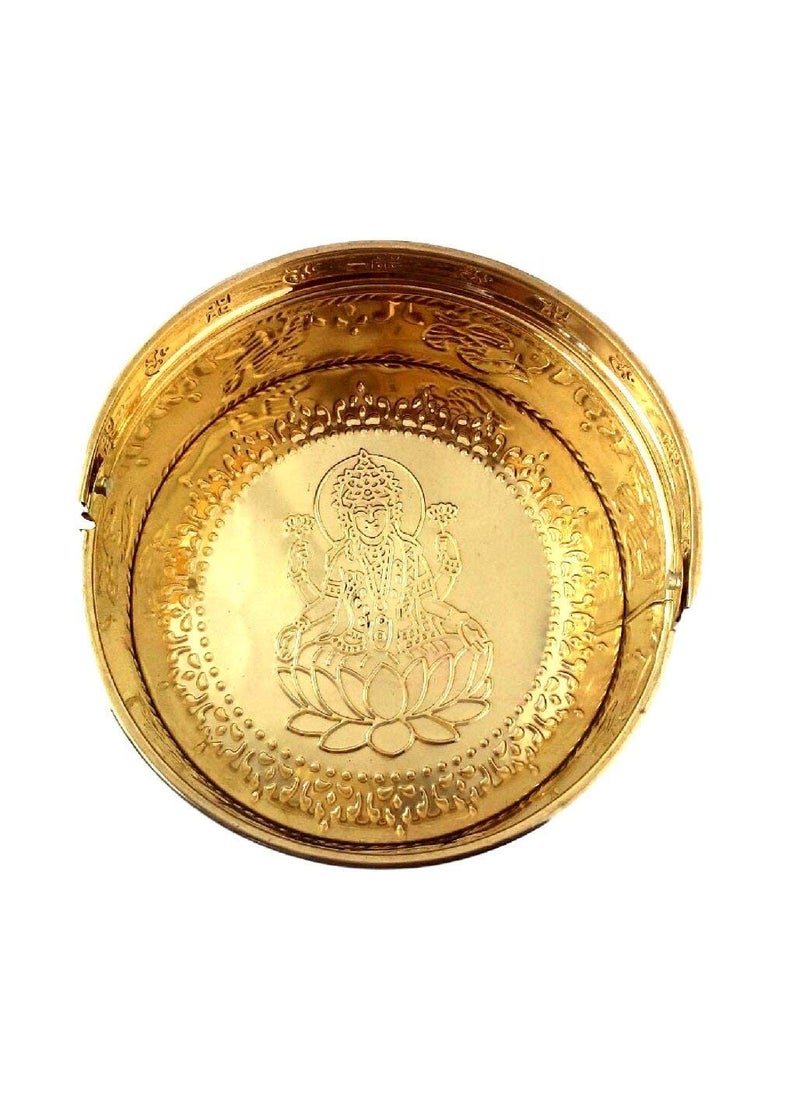ROLIMOLI ROLIMOLI Pure Brass traditional design Laxmi Basket Round Shape Basket for pooja essential Diameter (20cm)  - Image 1