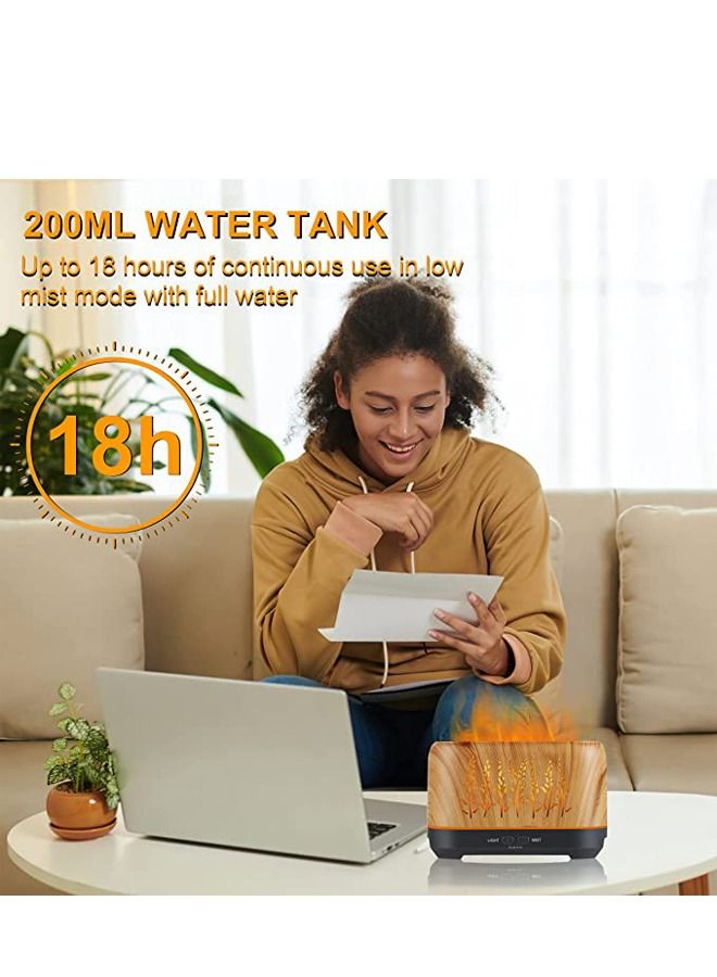 PADOM موزع زيت عطري بادوم مع ضوء لهب محدث هادئ للغاية لموزعات الزيوت العطرية ورذاذ مرطبات الهواء مع 3 أوضاع رذاذ و 4 مؤقتات وإيقاف تلقائي بدون ماء للاستخدام في المنزل أو المكتب - Image 2