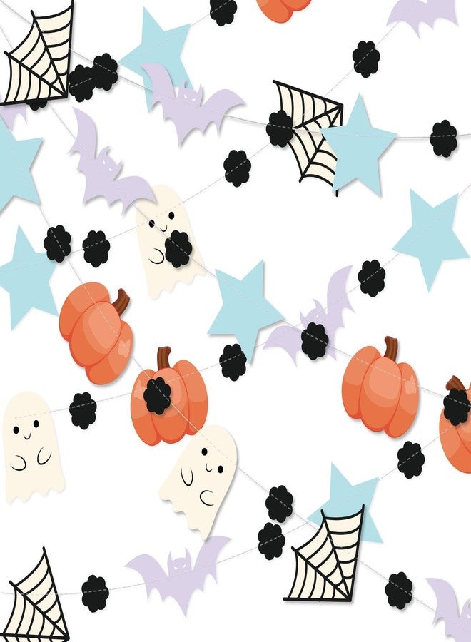 MARFOREVER 39.4 Ft Halloween Party Garland Decorations, 4 Pack Pastel Ghost Pumpkin Hanging Banners Pre-Strung Halloween Garlands with Spider Web Bat Star for Indoor Outdoor Photo Backdrop Supplies - Image 1