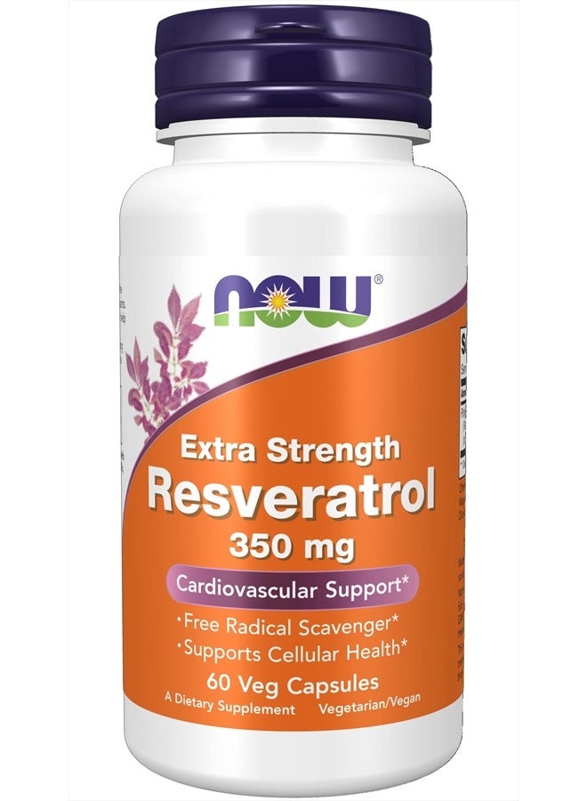 now Supplements, Extra Strength Resveratrol 350mg, Natural Trans Resveratrol from 700 mg Japanese Knotweed Extract, 60 Veg Capsule - Image 1