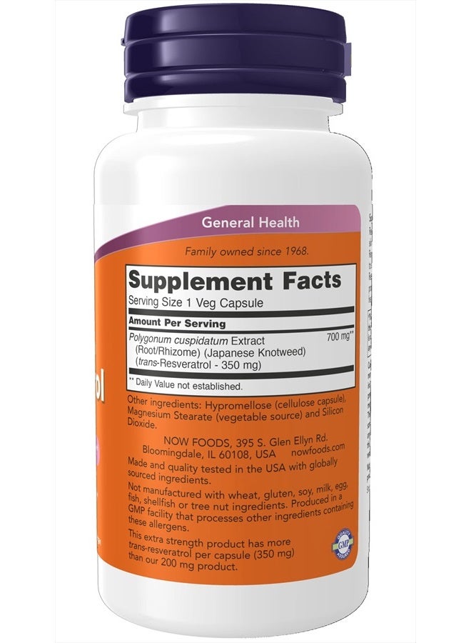 now Supplements, Extra Strength Resveratrol 350mg, Natural Trans Resveratrol from 700 mg Japanese Knotweed Extract, 60 Veg Capsule - Image 2