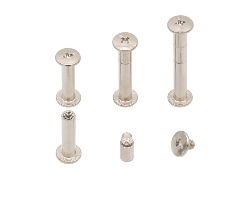 LBY 30 Sets M5 x 20mm Chicago Screws, Binding Screw Posts, Book Screws, Binding Barrels and Screws Assortment Kit, for Leather Saddles Purses Belt Repair, with Extention Posts (20pcs), Nickel-Plated - Image 1