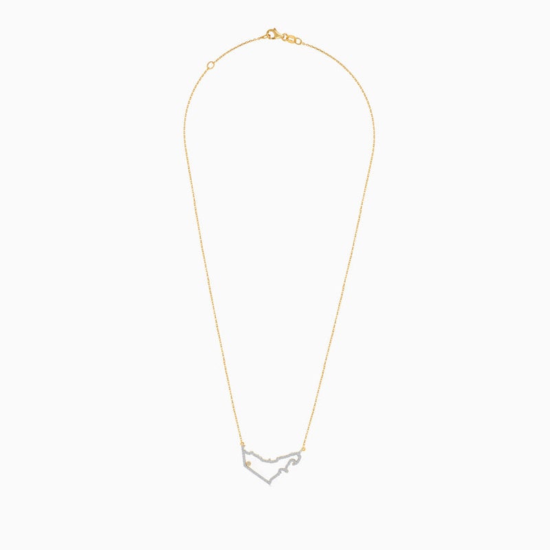 Jawhara Jewellery قلادة خريطة من الذهب عيار 18 للنساء مع الماس الطبيعي، قلادة فاخرة، قلادة ذهبية أنيقة، هدية مستوحاة من الثقافة لها من مجموعة جوهرة من مجوهرات جوهرة - Image 2