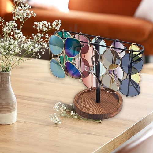 BDBDYEAY Sunglass Organizer, Multiple Glasses Holder Stand for Men and Women, Wood Eyeglass Holder Rack, Metal Sunglasses Organizer Storage for dresser, desk, bedroom, nightstand - Image 2