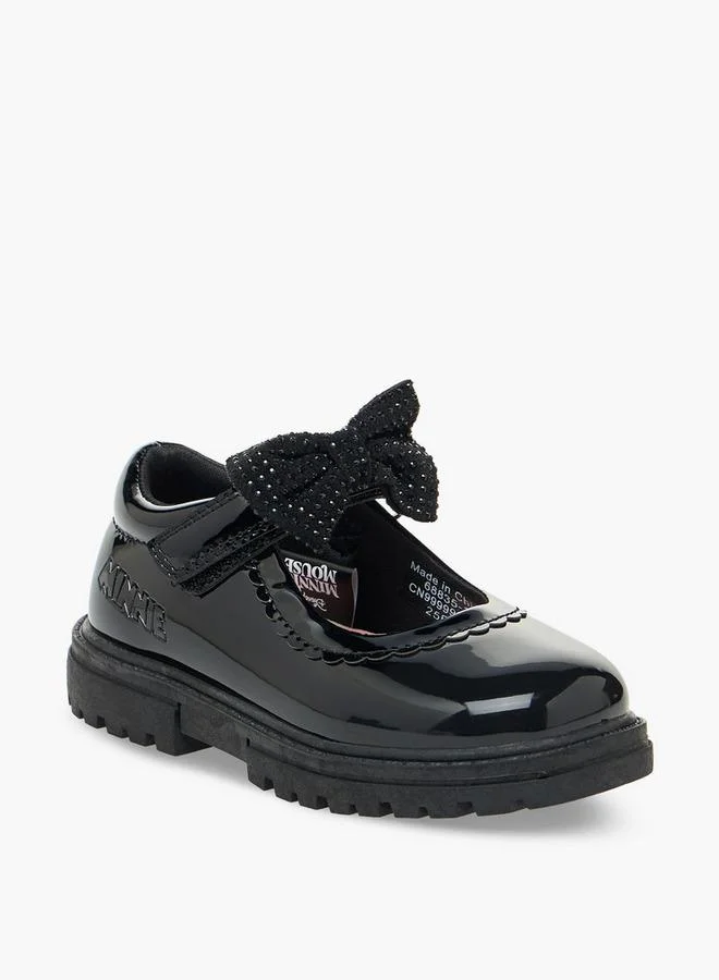 Disney Girls Bow Accent Hook & Loop School Shoes