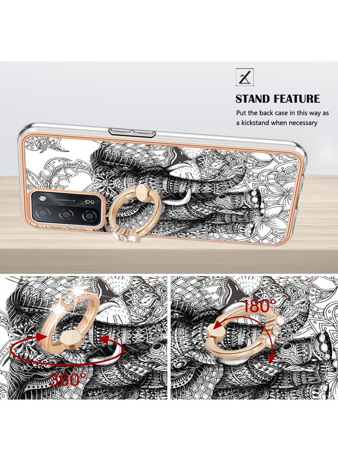 اس-توب جراب لهاتف OPPO A55 5G / A53s 5G / A54 4G، جراب هاتف IMD مزدوج الجوانب مطلي بالكهرباء مع حامل حلقي - Image 3