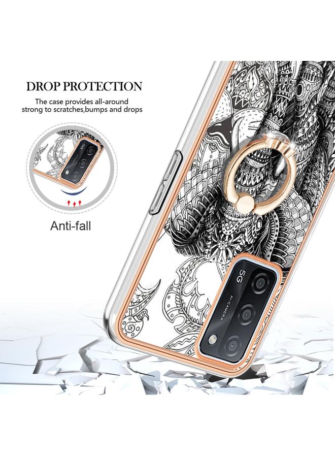 اس-توب جراب لهاتف OPPO A55 5G / A53s 5G / A54 4G، جراب هاتف IMD مزدوج الجوانب مطلي بالكهرباء مع حامل حلقي - Image 4